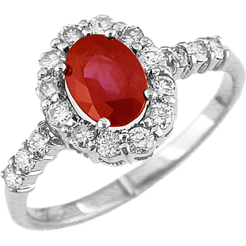 Royal 14K White Gold Garnet and Diamond Halo Ring - 5.5 Carats Total Garnet Weight, 1.90 Carats Total Diamond Weight
