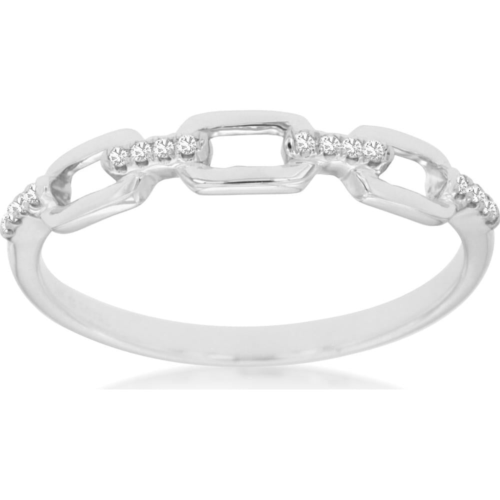 Royal 14K White Gold Geometric Link Diamond Wedding Band - 0.05 Carat Total Diamond Weight