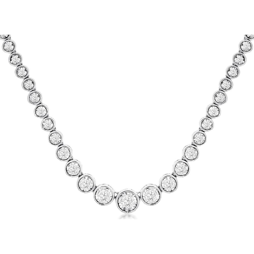 Royal 14K White Gold Graduated Diamond Necklace - 1.50 Carats Total Diamond Weight