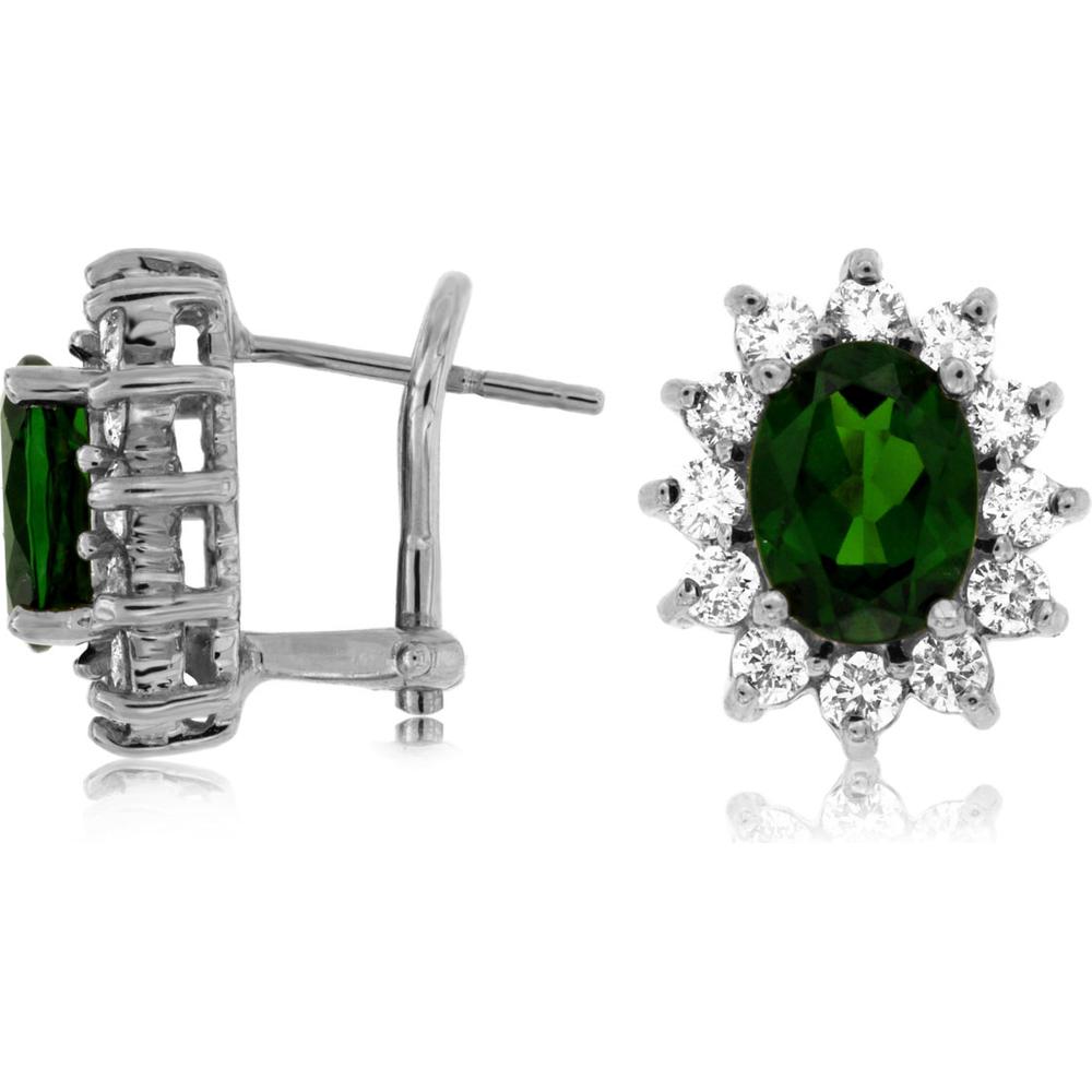 Royal 14K White Gold Halo Earrings with Oval Russalite and Round Diamonds - 2.60 Carat Russalite and 1.26 Carat Total Diamond Weight