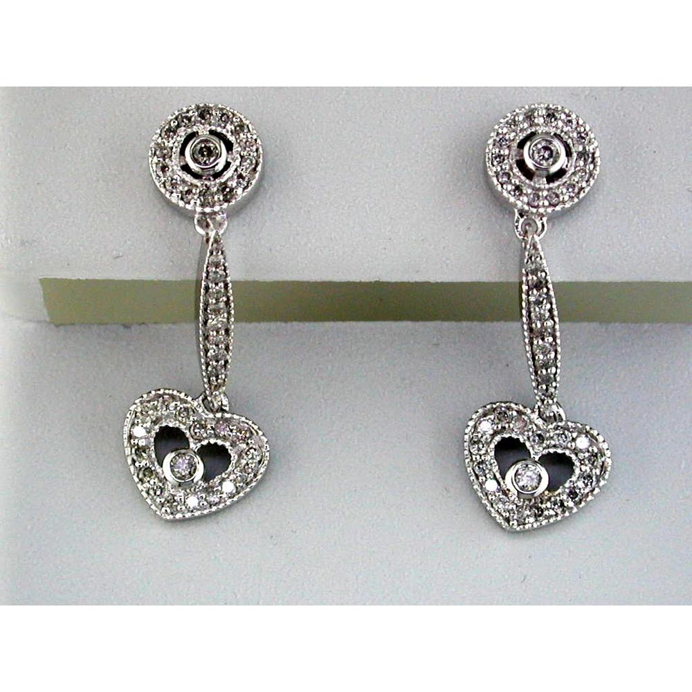 Royal 14K White Gold Heart Diamond Earrings - 0.40 Carat Total Diamond Weight
