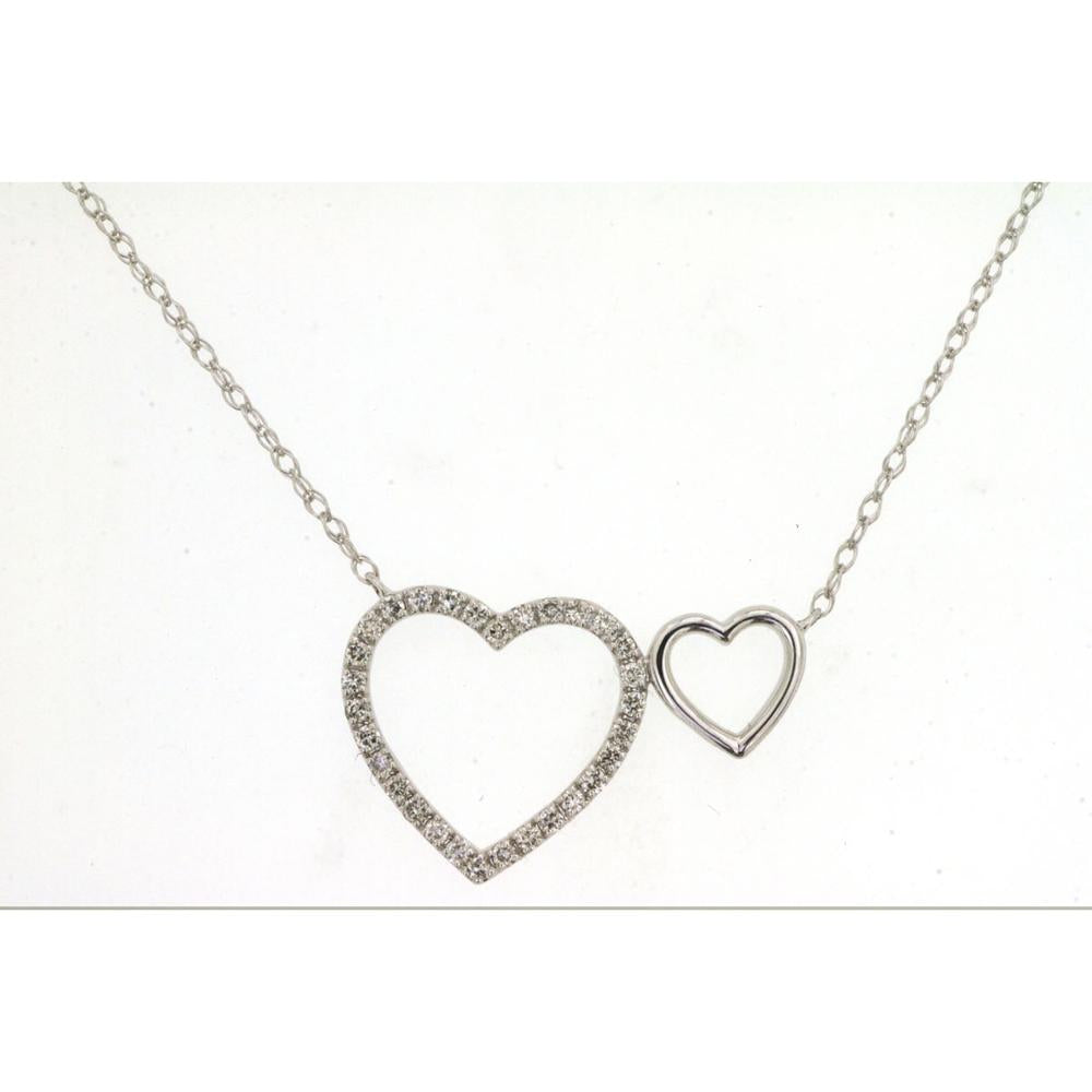 Royal 14K White Gold Heart Necklace with 0.15 Carat Diamond Accents