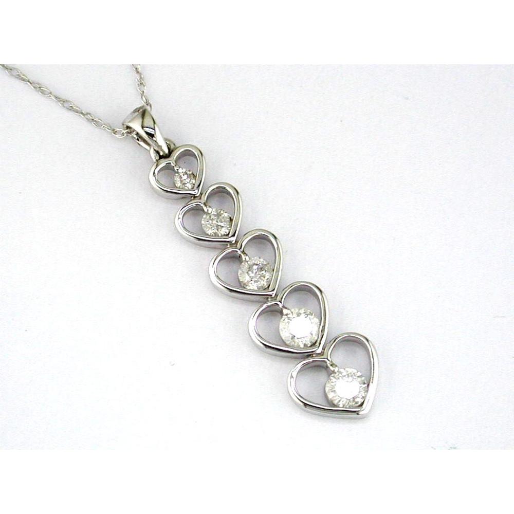 Royal 14K White Gold Heart Pendant with Round Diamonds - 0.50 Carats Total Diamond Weight