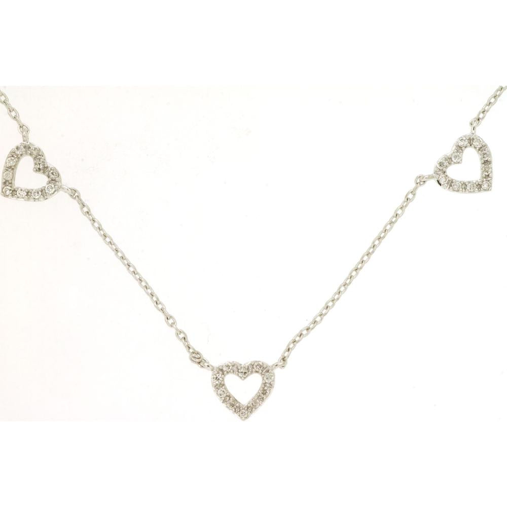 Royal 14K White Gold Heart-Shaped Diamond Necklace with Halo Accent - 0.15 Carats Total Diamond Weight