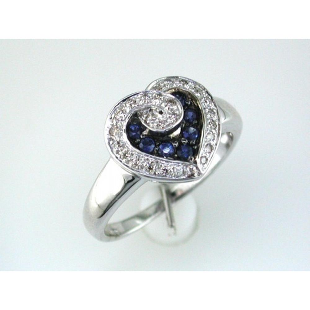 Royal 14K White Gold Heart-Shaped Sapphire and Diamond Ring - 0.21 Carat Sapphire, 0.12 Carat Diamonds