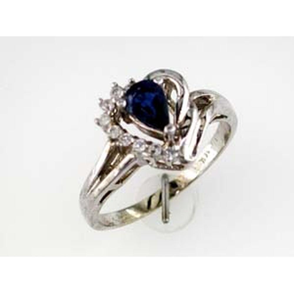 Royal 14K White Gold Heart-Shaped Sapphire and Diamond Ring - 0.45 Carat Sapphire, 0.10 Carat Diamond