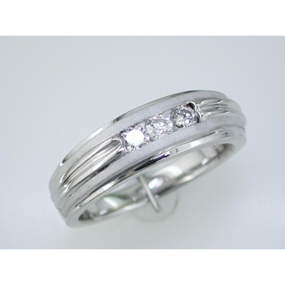 Royal 14K White Gold His & Hers Diamond Ring with Three Round Diamonds - 0.33 Carats Total Diamond Weight