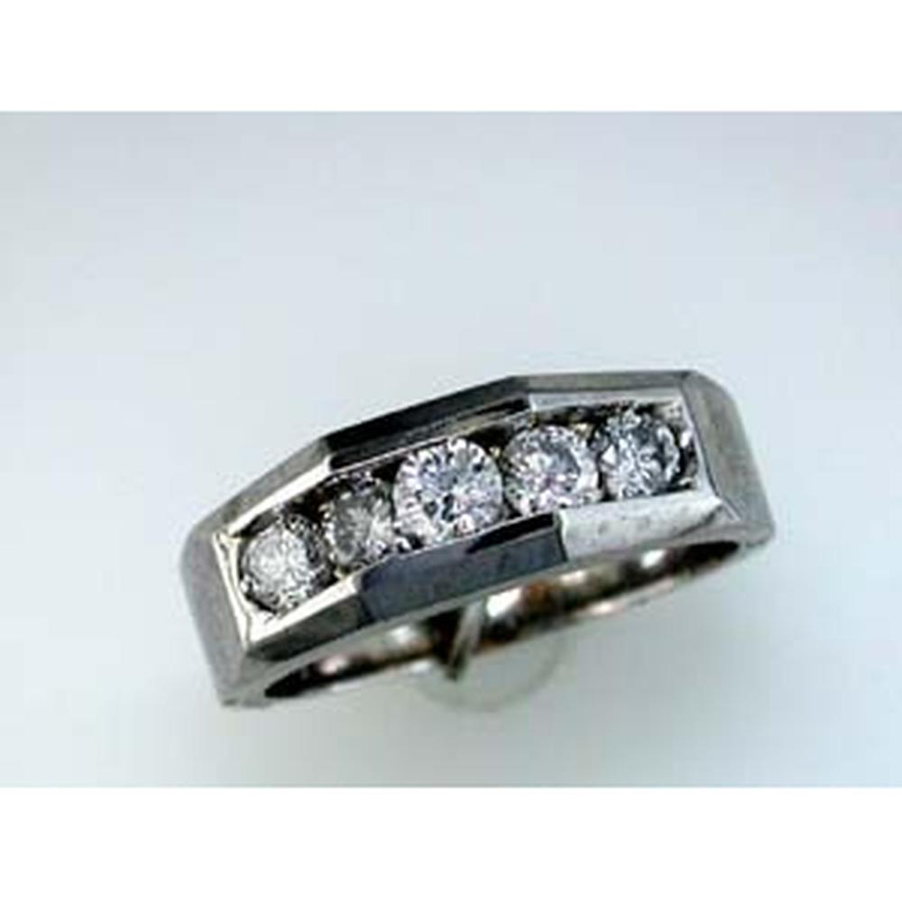 Royal 14K White Gold His & Hers Wedding Ring Set with Round Diamonds - 0.73 Carat Total Diamond Weight