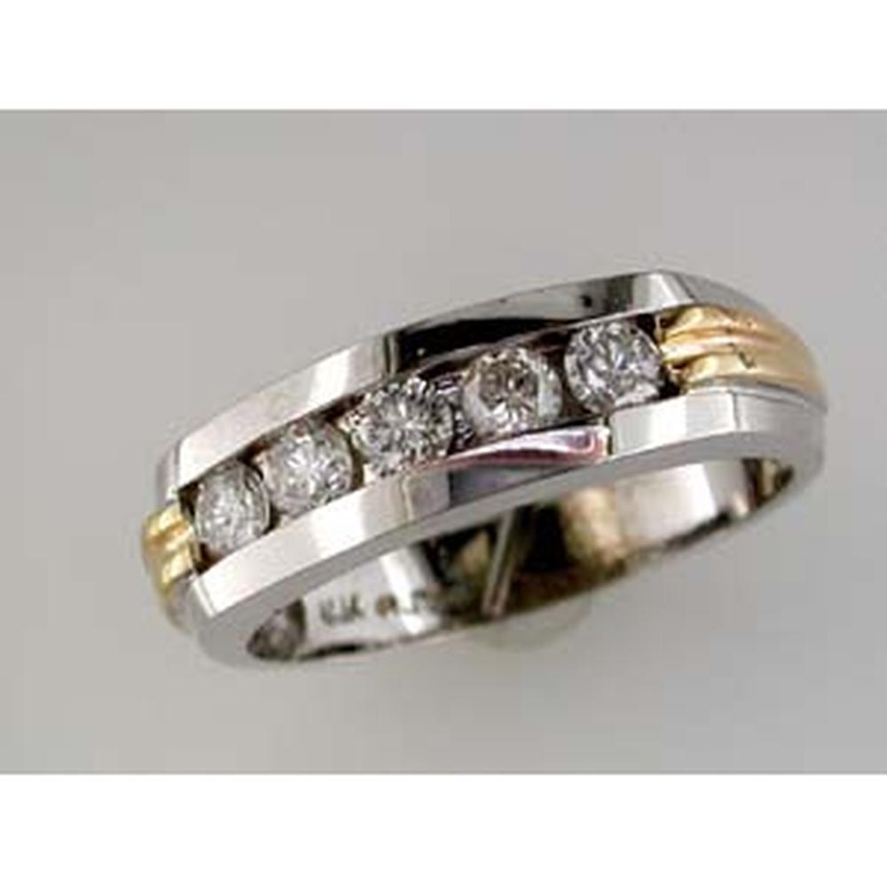 Royal 14K White Gold His & Hers Wedding Ring with 0.75 Carat Round Diamond