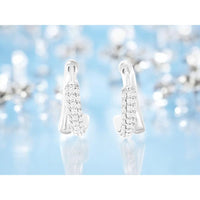 Royal 14K White Gold Huggie Earrings with Pave Set Round Diamonds - 1.00 Carats Total Diamond Weight