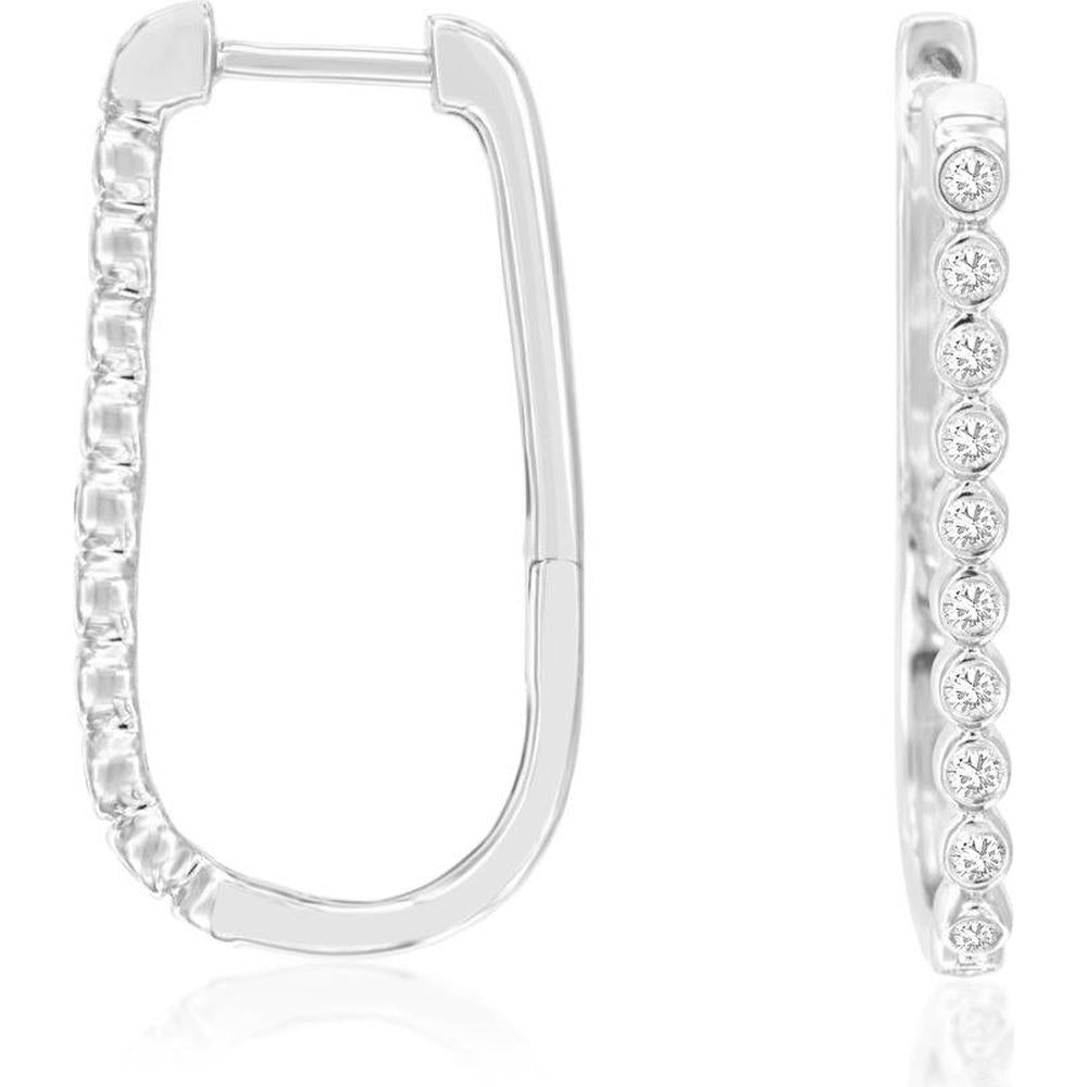 Royal 14K White Gold Huggies with Prong Set Round Diamonds - 0.25 Carat Total Diamond Weight