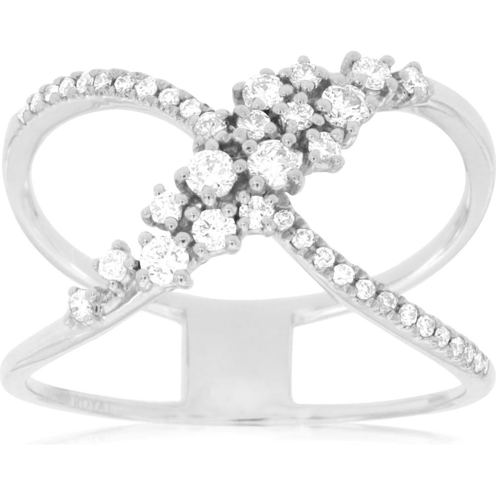 Royal 14K White Gold Infinity Diamond Ring with Clustered Diamonds - 0.34 Carats Total Diamond Weight