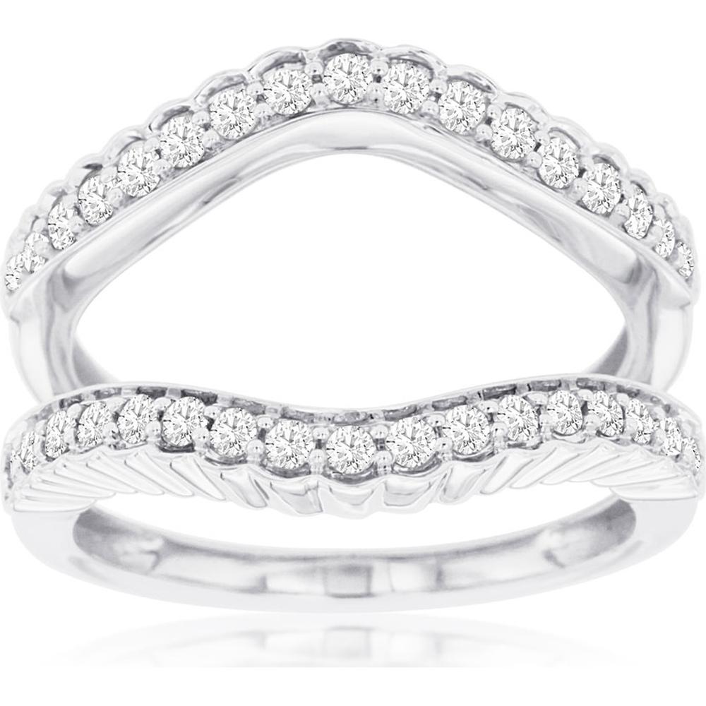 Royal 14K White Gold Insert Ring with Prong Set Round Diamonds - 0.50 Carat Total Diamond Weight