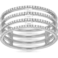 Royal 14K White Gold Ladies Diamond Ring - 0.28 Carat Round Diamonds, 0.12 Carat Baguette Diamonds