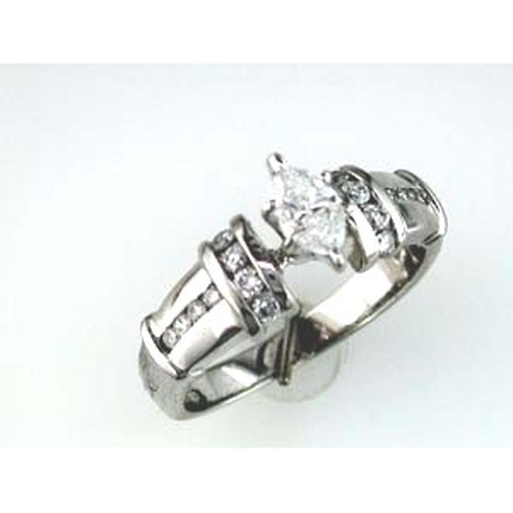 Royal 14K White Gold Marquise-Cut Diamond Engagement Ring - 0.71 Carat Total Diamond Weight