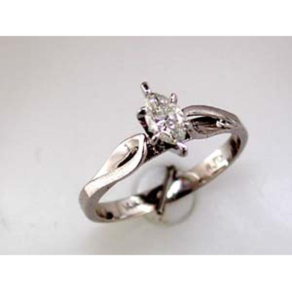 Royal 14K White Gold Marquise Diamond Engagement Ring - 0.30 Carat Total Diamond Weight