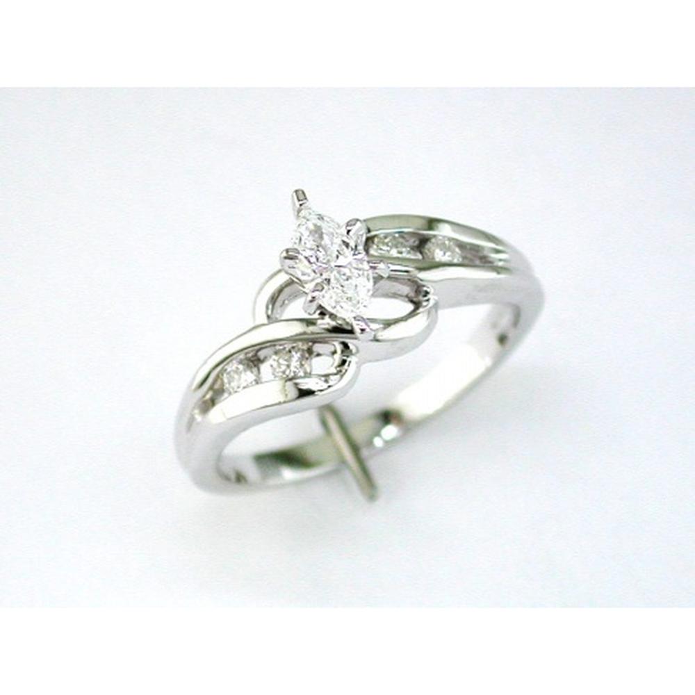 Royal 14K White Gold Marquise Diamond Engagement Ring - 0.33 Carat Total Diamond Weight
