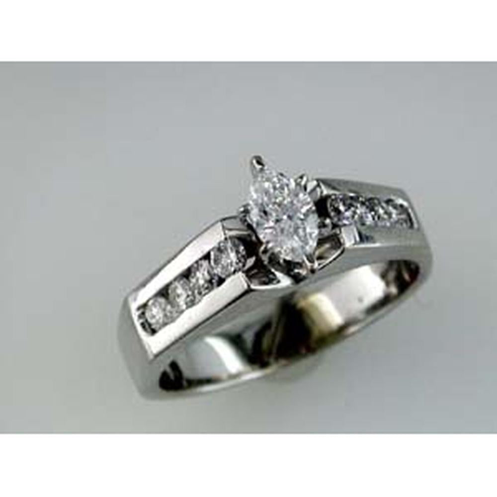 Royal 14K White Gold Marquise Diamond Engagement Ring - 0.36 Carat Center - 0.44 Carat Side Diamonds