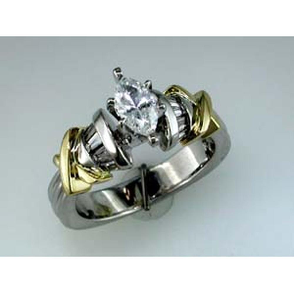 Royal 14K White Gold Marquise Diamond Engagement Ring - 0.40 Carat Center, 0.35 Carat Total Diamond Weight