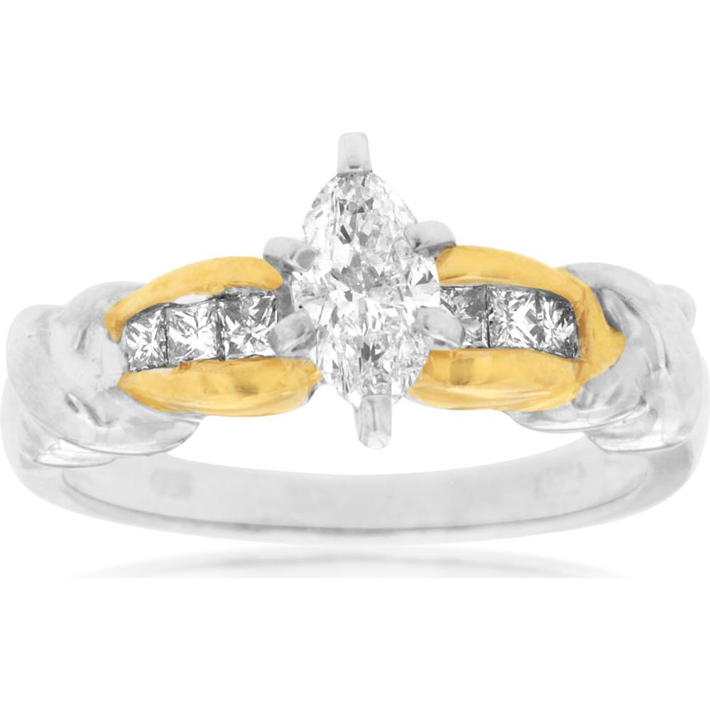 Royal 14K White Gold Marquise Diamond Engagement Ring - 0.65 Carat Total Diamond Weight