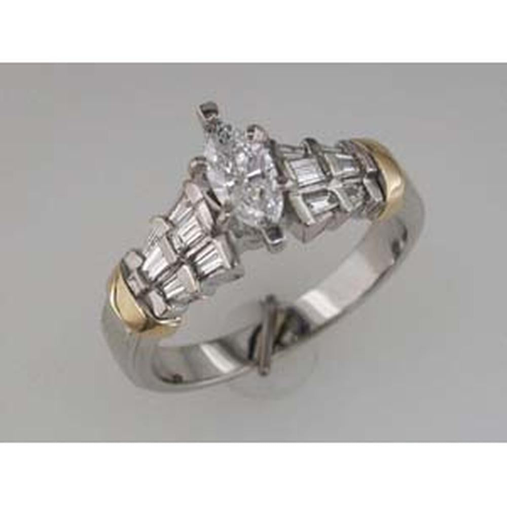 Royal 14K White Gold Marquise Diamond Engagement Ring - 0.77 Carat Total Diamond Weight