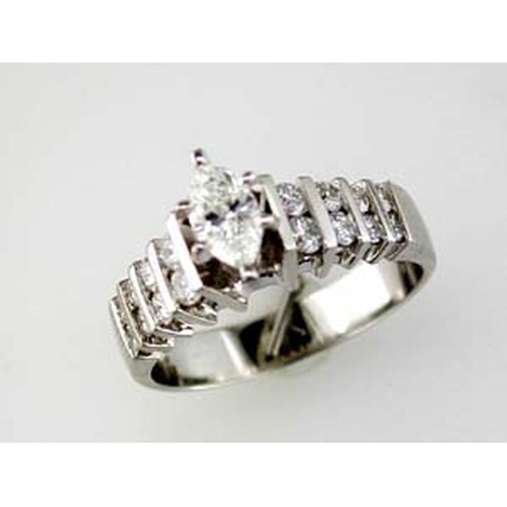 Royal 14K White Gold Marquise Diamond Engagement Ring - 1.00 Carat Total Diamond Weight