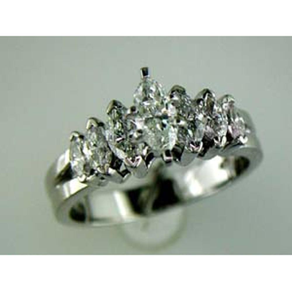 Royal 14K White Gold Marquise Diamond Engagement Ring - 1.15 Carat Total Diamond Weight