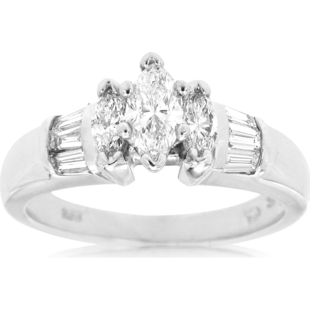 Royal 14K White Gold Marquise Diamond Engagement Ring - Timeless Elegance and Forever Love