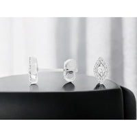 Royal 14K White Gold Marquise Halo Stud Earrings with Round Diamonds - 0.16 Carats Total Diamond Weight