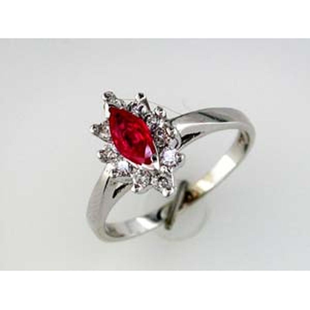 Royal 14K White Gold Marquise Ruby & Diamond Ring - 0.25 Carat Ruby, 0.50 Carat Total Diamond Weight