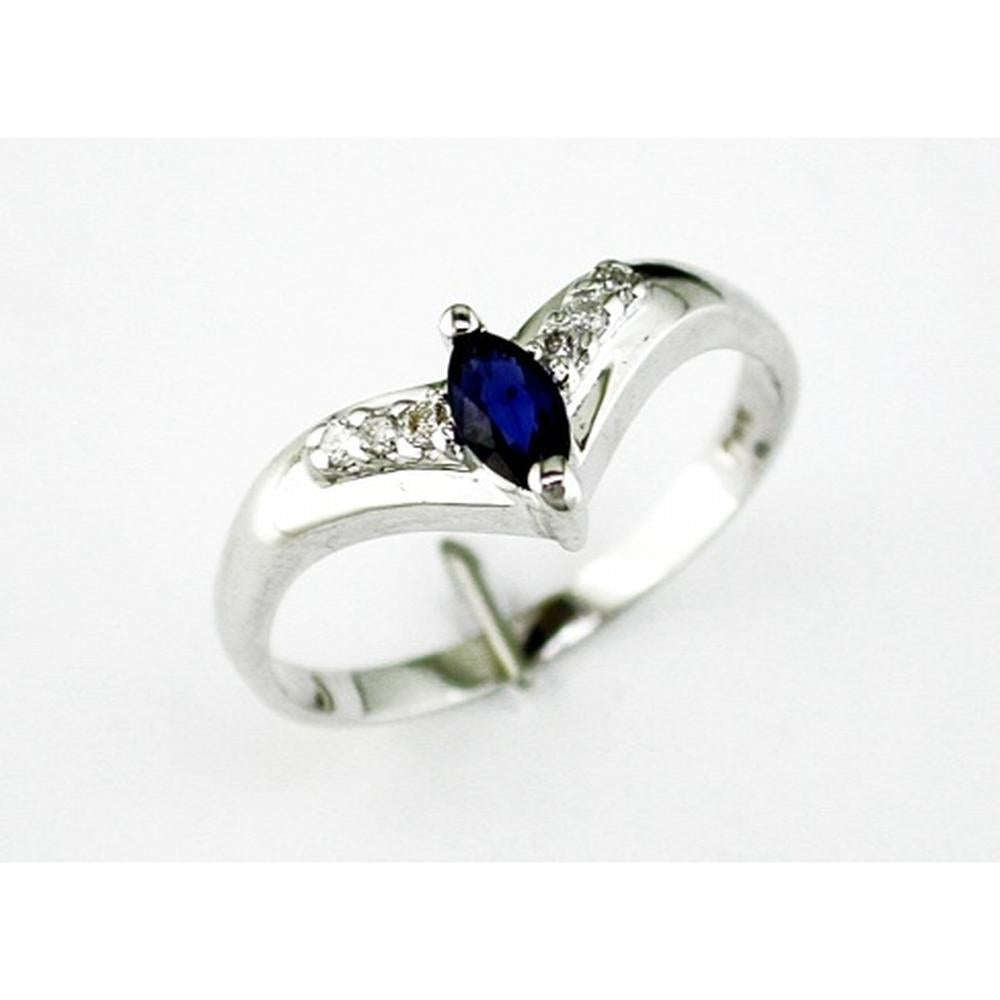 Royal 14K White Gold Marquise Sapphire & Diamond Ring - Timeless Elegance