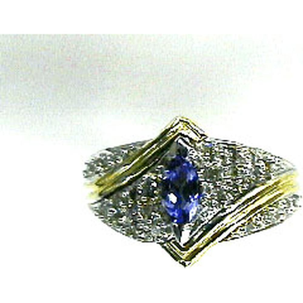 Royal 14K White Gold Marquise Tanzanite & Diamond Ring - 0.90 Carat Total Gem Weight