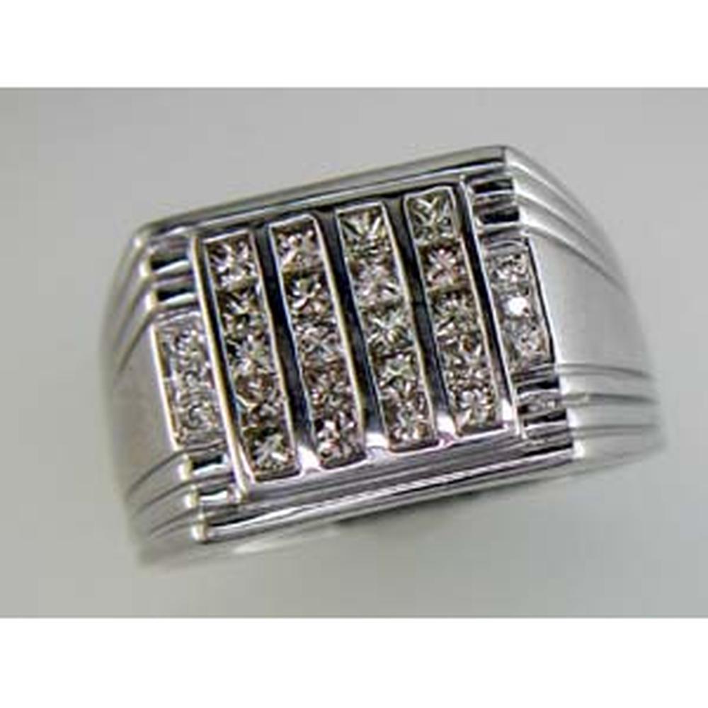 Royal 14K White Gold Men's Band with Channel-Set Round Diamonds - 0.83 Carats Total Diamond Weight