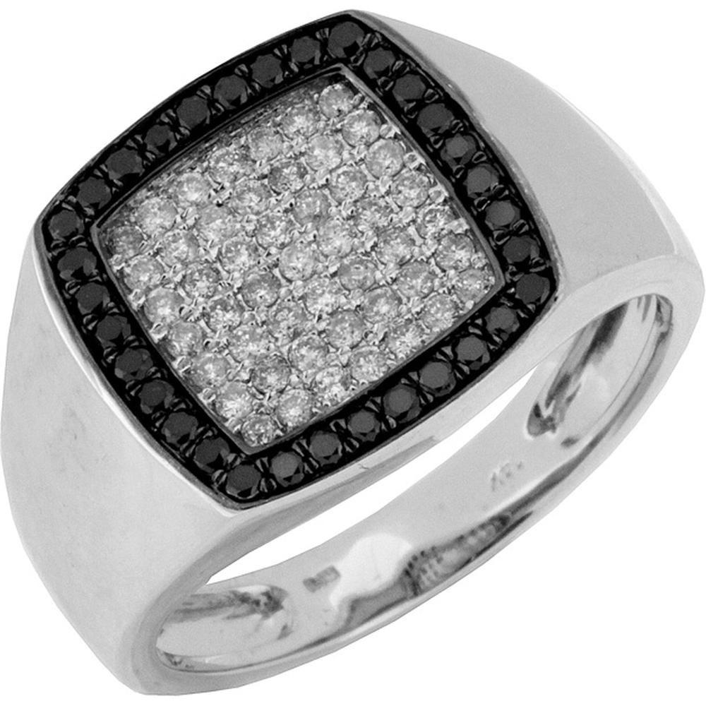 Royal 14K White Gold Men's Diamond & Black Diamond Ring - 0.42 Carat Total Diamond Weight