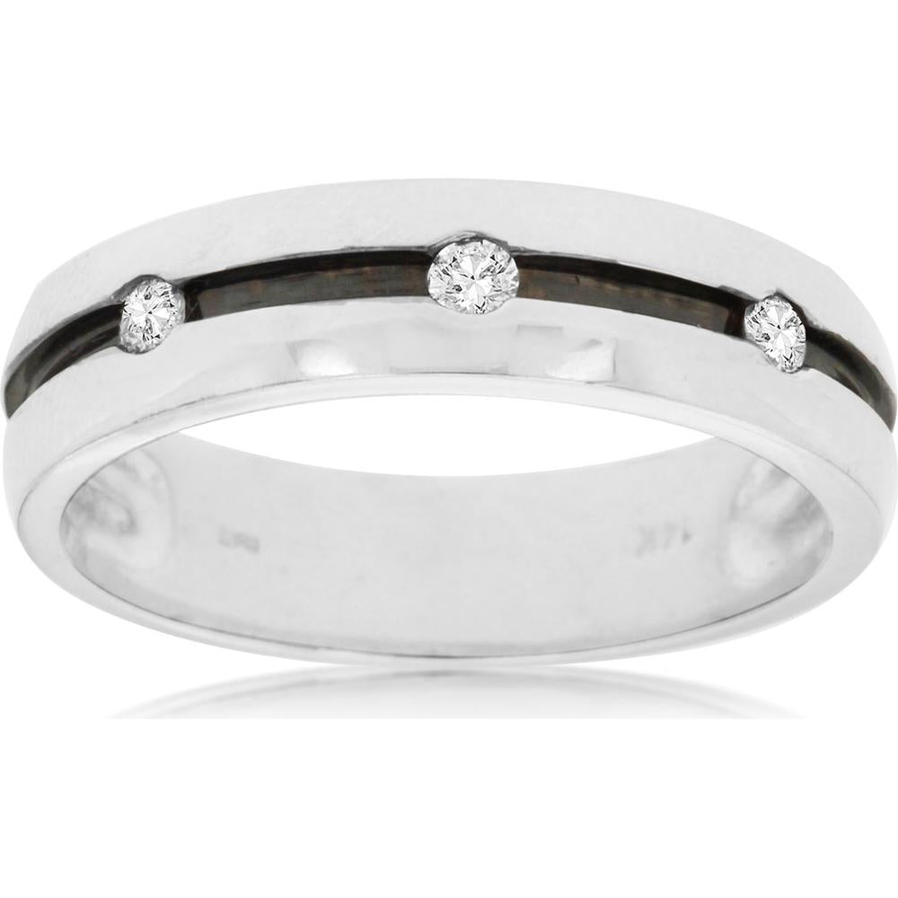 Royal 14K White Gold Men's Diamond Band - 0.15 Carat Total Diamond Weight