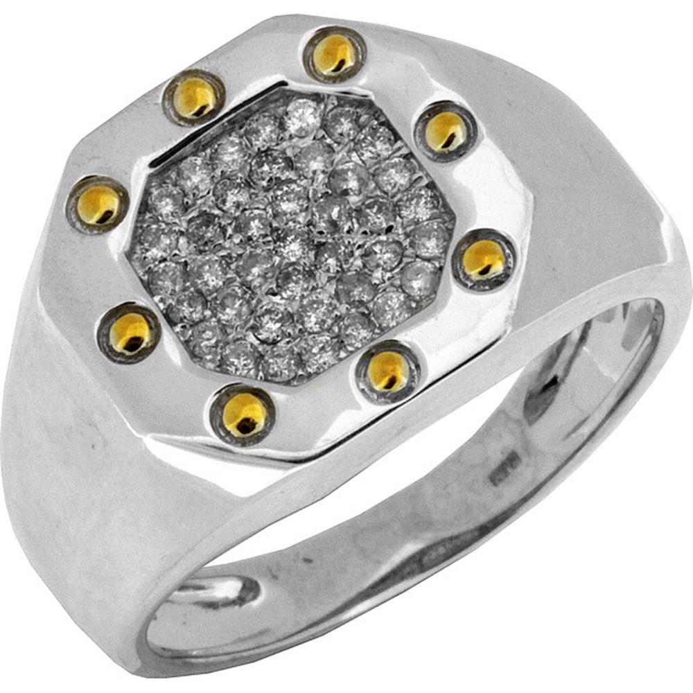 Royal 14K White Gold Men's Diamond Ring - 0.35 Carat Total Diamond Weight