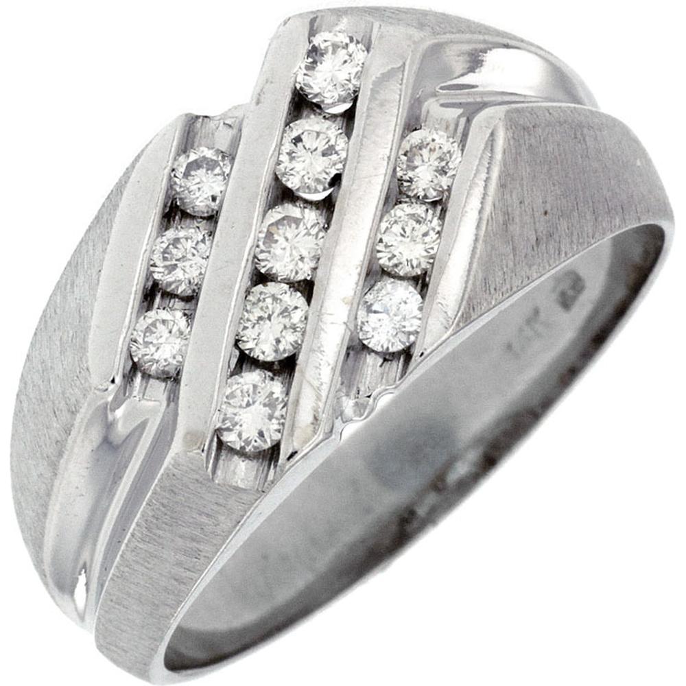 Royal 14K White Gold Men's Diamond Ring - 0.50 Carat Total Diamond Weight
