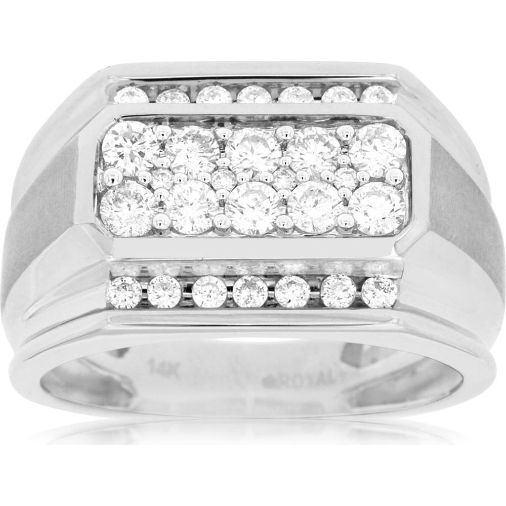 Royal 14K White Gold Men's Diamond Ring - 1.00 Carat Total Diamond Weight