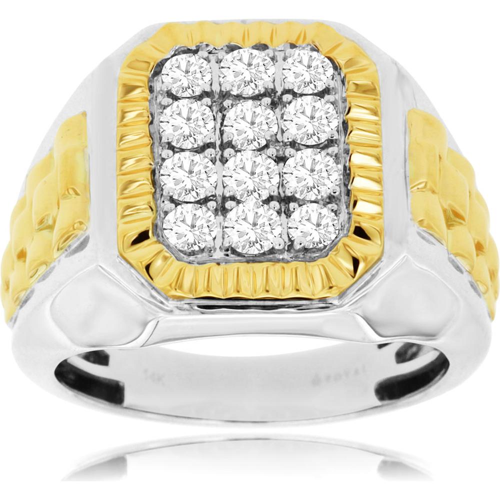Royal 14K White Gold Men's Diamond Ring - 1.00 Carat Total Diamond Weight