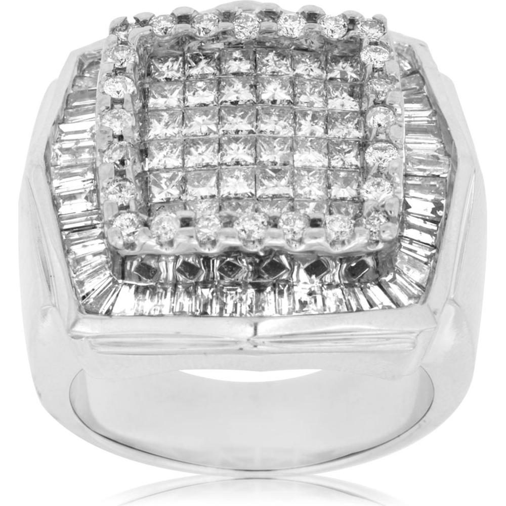 Royal 14K White Gold Men's Diamond Ring - 3.50 Carat Total Diamond Weight