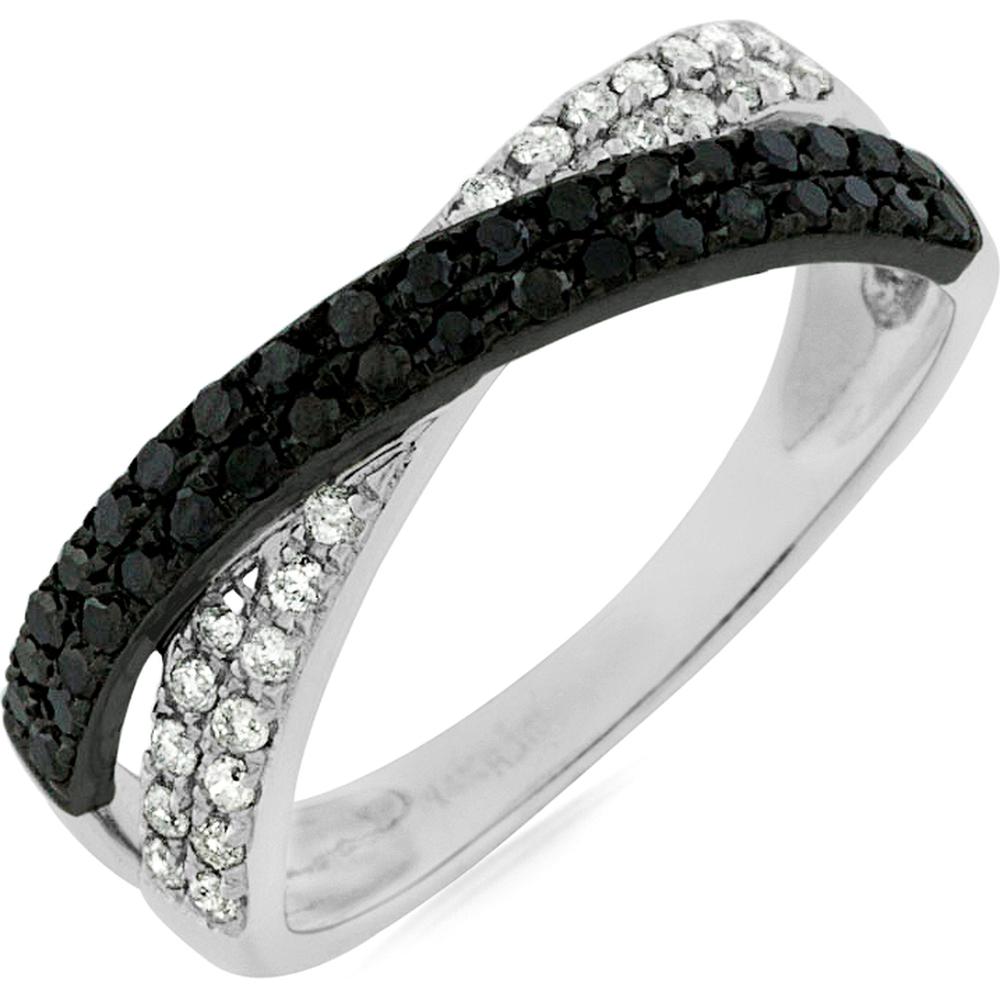 Royal 14K White Gold Midnight Elegance Black Diamond & Diamond Ring - 0.28 Carat Black Diamond, 0.18 Carat White Diamond