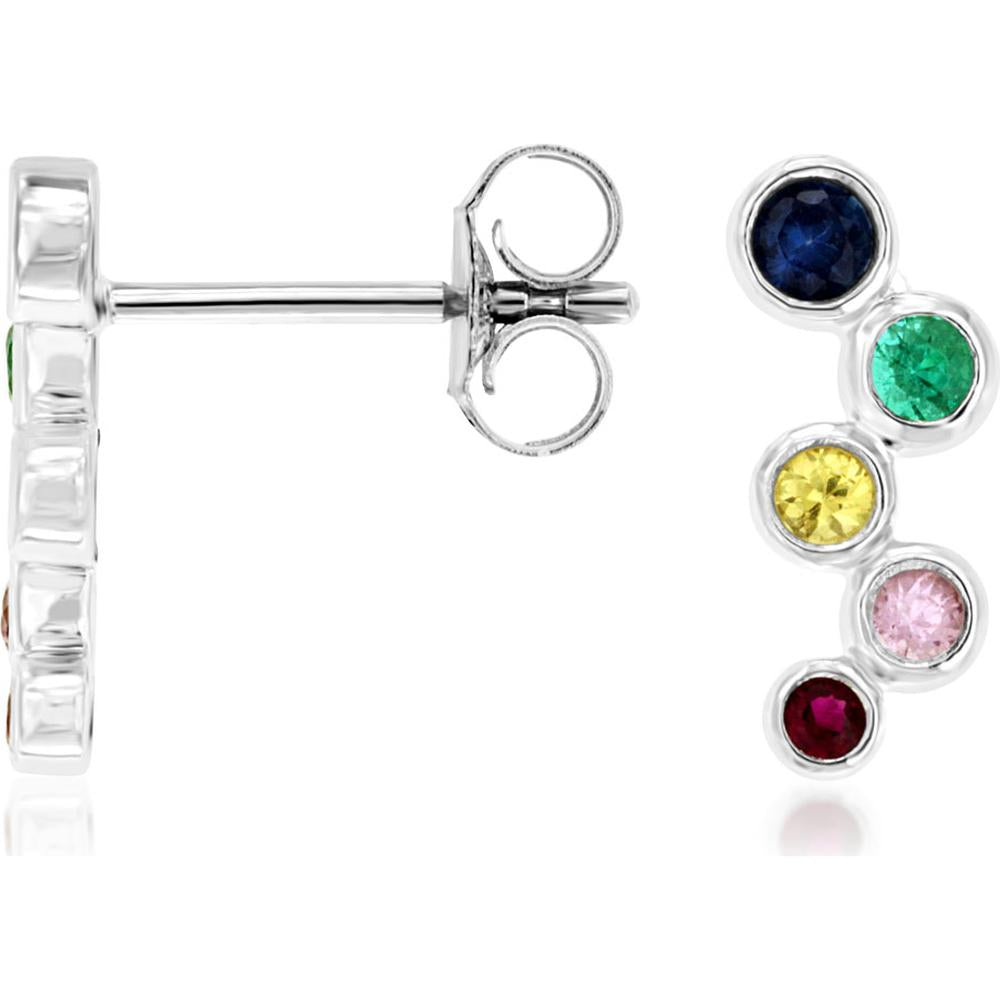 Royal 14K White Gold Mixed Color Sapphire Earrings - 0.34 Carat Total Gem Weight
