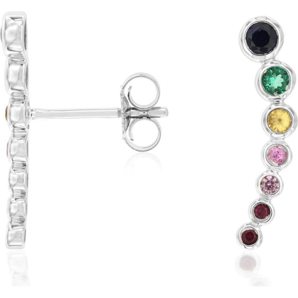 Royal 14K White Gold Mixed Color Sapphire Earrings - 0.37 Carat Total Gem Weight