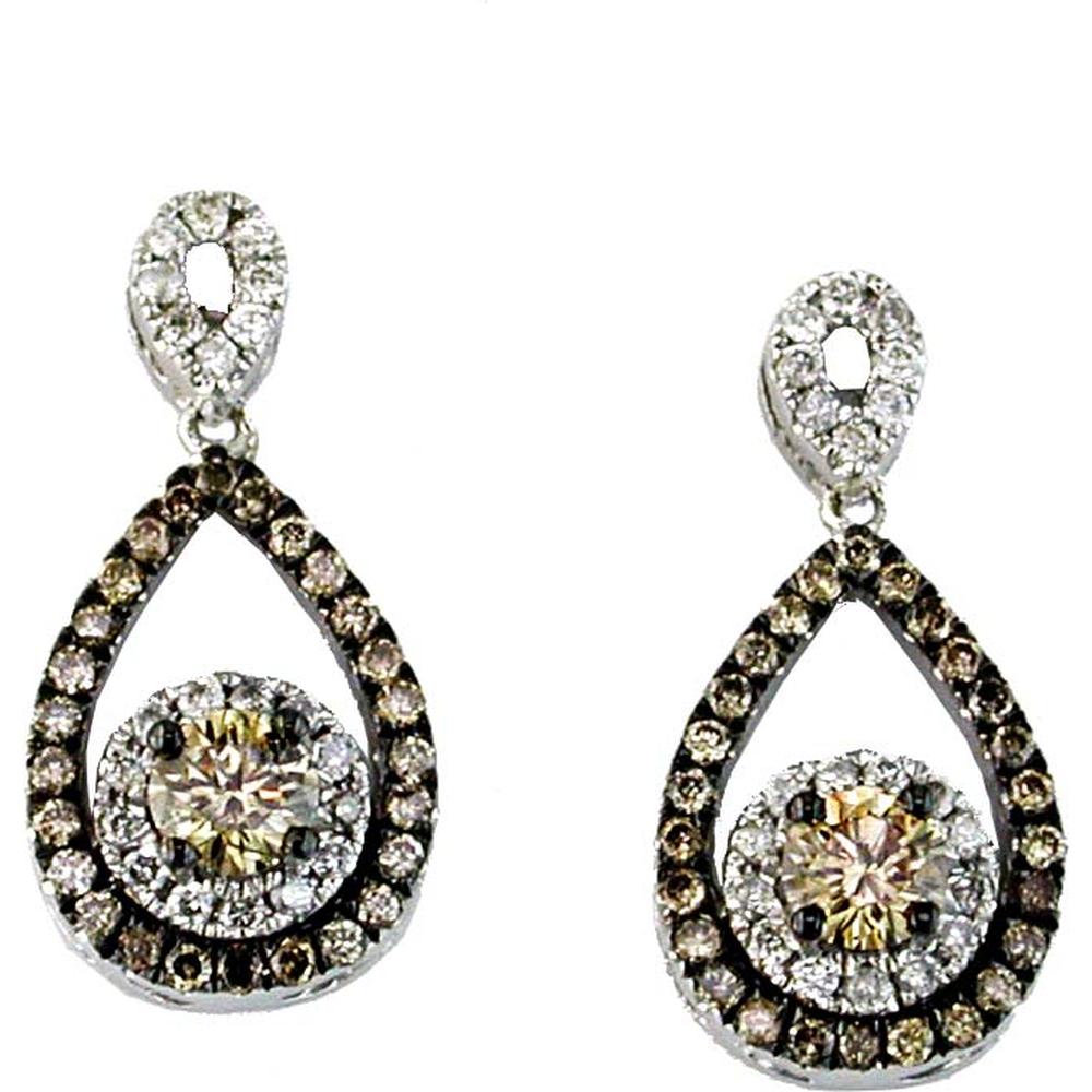 Royal 14K White Gold Mocha Diamond Accent Earrings - 0.99 Carat Total Diamond Weight
