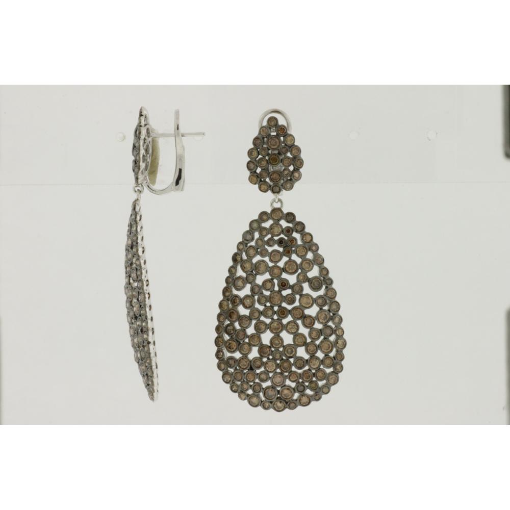 Royal 14K White Gold Mocha Diamond Drop Earrings - 8.50 Carats Total Diamond Weight