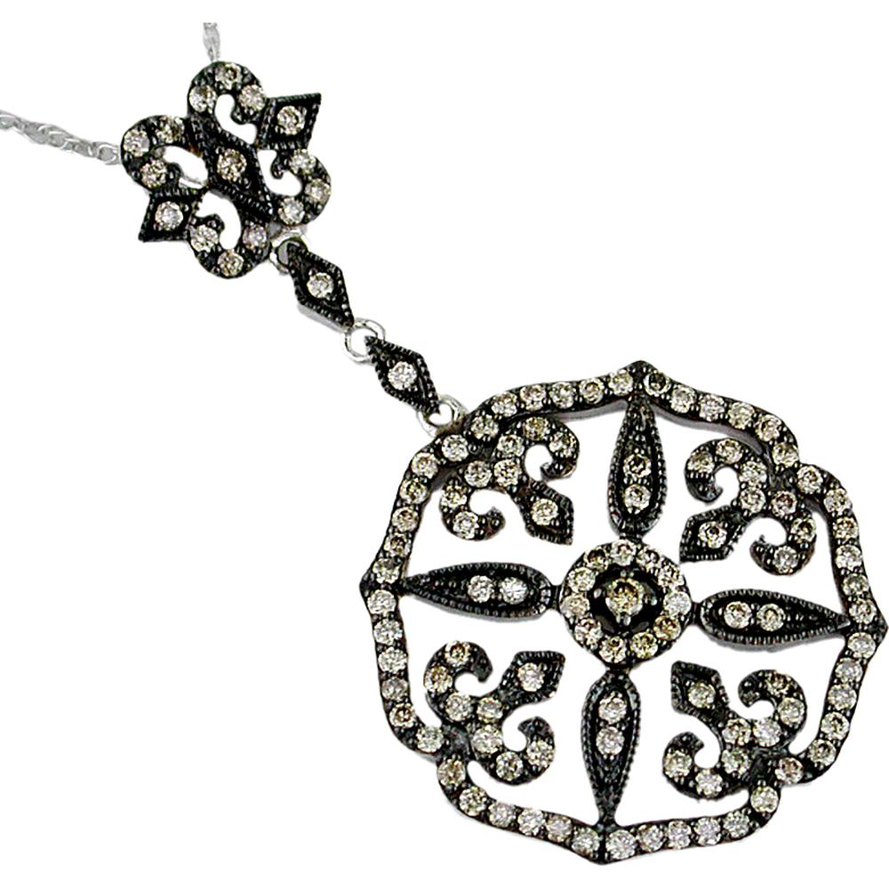 Royal 14K White Gold Mocha Diamond Pendant - 0.90 Carat Total Diamond Weight