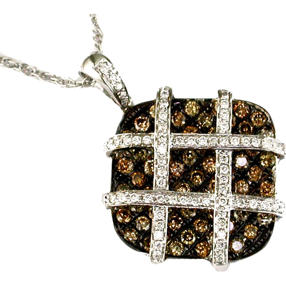 Royal 14K White Gold Mocha Diamond Pendant - 1.40 Carat Total Diamond Weight