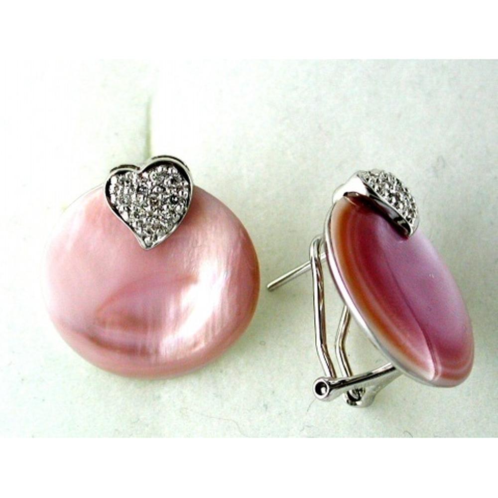 Royal 14K White Gold Mother of Pearl and Diamond Earrings - Ethereal Radiance