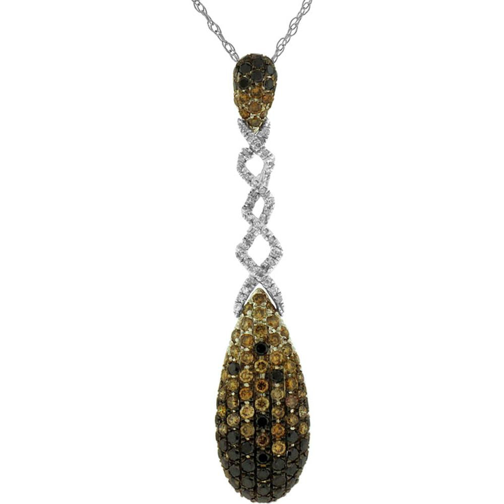 Royal 14K White Gold Multi Color Diamond Pendant - Elegance in Diversity