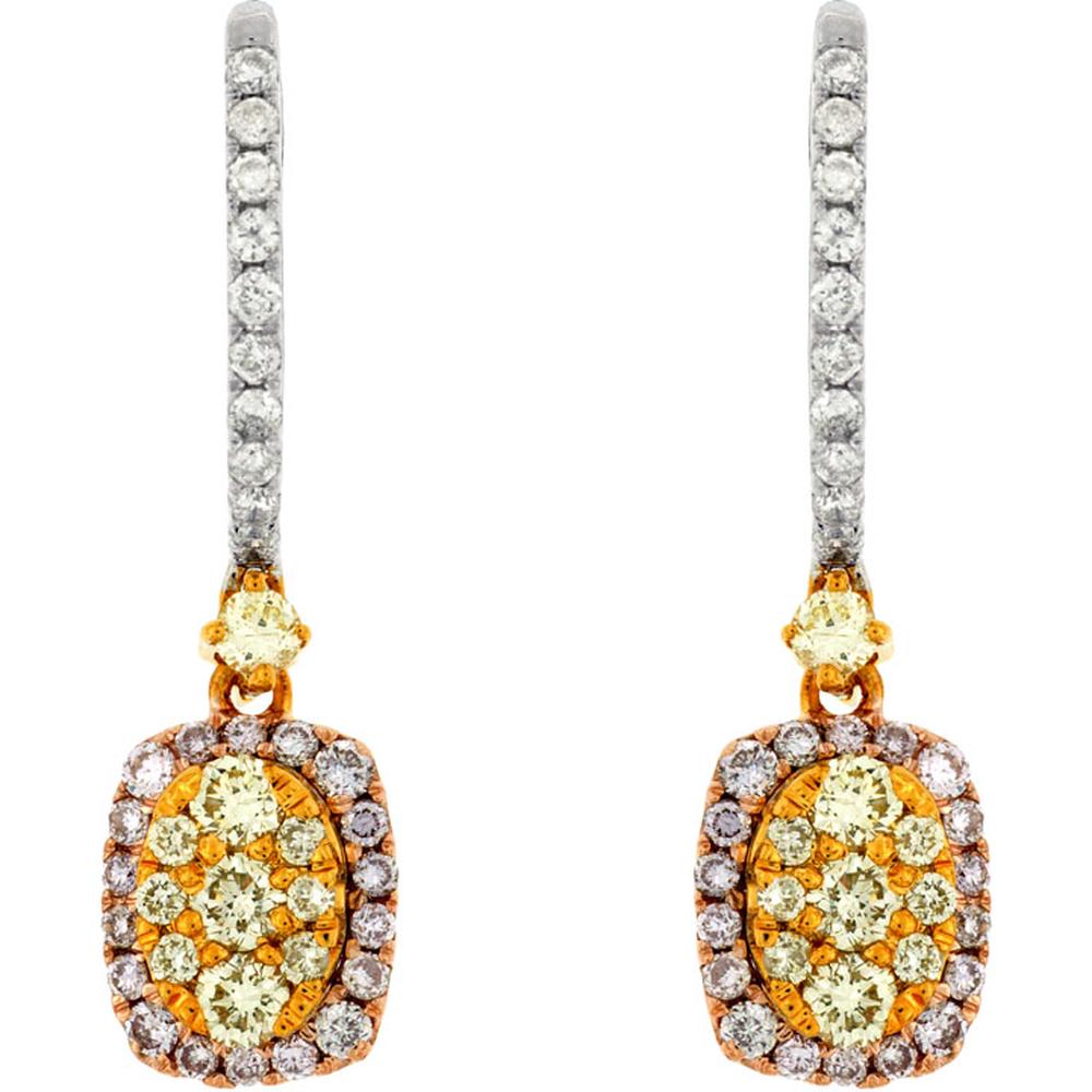 Royal 14K White Gold Multicolor Diamond Earrings - 0.86 Carat Total Diamond Weight